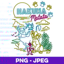 disney lion king neon outline group shot sketch v2 , png design, png instant download