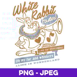 disney alice in wonderland white rabbit outlined text poster v2