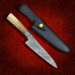 custom handmade bowie hunting knife damascus stee with leather sheath hunting knife skinner knife hand forged mk5042m