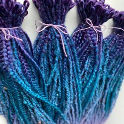 Purple blue lilac ombre dreads, synthetic Double or Single ended dreadlocks, De or Se dreads, Faux Fake dreads extension