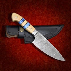 custom handmade bowie hunting knife damascus stee with leather sheath hunting knife skinner knife hand forged mk5049m
