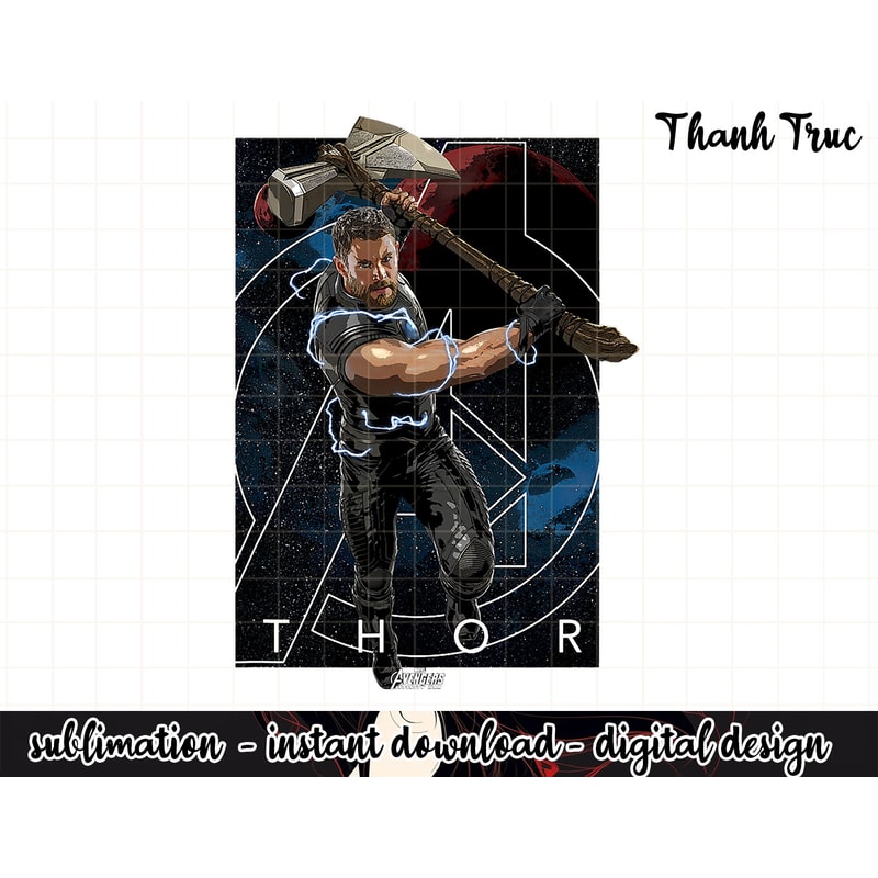Marvel Infinity War Thor Stormbreaker Galaxy Graphic png, sublimation .jpg