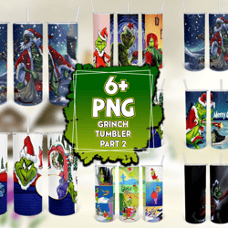 6 files bundle grinch tumbler png part 2, 20oz skinny tumbler