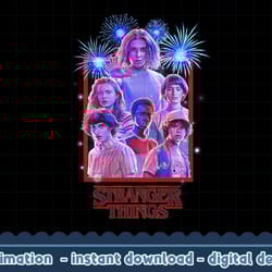 netflix stranger things group shot fireworks poster png,digital print