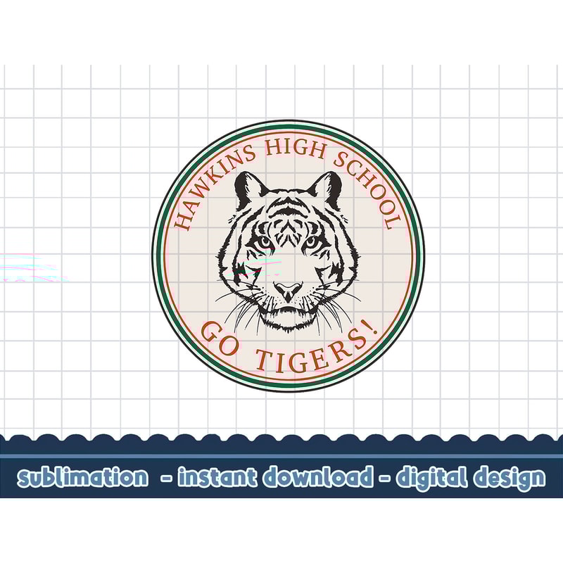 Netflix Stranger Things Hawkins High School Go Tigers Logo png,digital print.jpg
