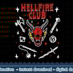 stranger things 4 hellfire club icon collage png,digital print