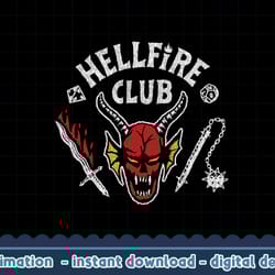 stranger things 4 hellfire club skull & weapons png,digital print