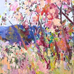 oil painting with trees landscape on canvas abstract landscape painting impasto galainart wall decor artwork gift ideas