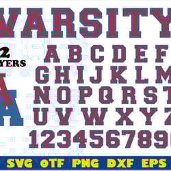 varsity font blue red svg layered cricut | varsity college font png, college font ttf, college font svg varsity letters