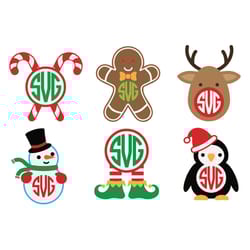 christmas monogram svg, silhouette svg fies