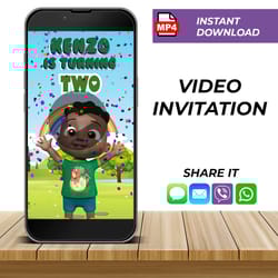 personalized cody cocomelon birthday video animated invitation, cocomelon birthday video invitation
