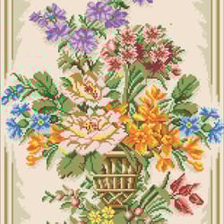 pdf cross stitch digital pattern - the tapestry - flowers in a vase - embroidery counted templates