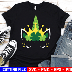 shamrock unicorn svg, st patricks unicorn svg, kids st patricks day shirt svg, lucky unicorn face svg cut files