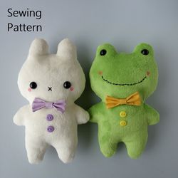 Simple Stuffed Toy Patterns: Bunny & Frog (in 2 sizes)