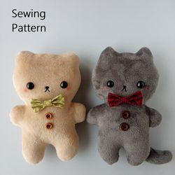 Soft Toy Sewing Patterns: Bear & Cat (Beginner Friendly)