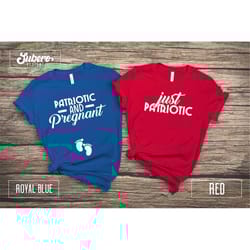 patriotic and pregnant couples shirt, pregnancy announcement shirts, fourth of july couples, 4th of july pregnancy revea