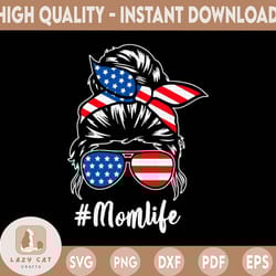 usa mom bun svg, american flag mom bun svg, usa t-shirt cut file, patriotic svg, png, 4th of july svg, american flag mom