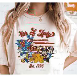 vintage disney est 1776, mickey and friends 4th july shirt, disney patriotic shirt, independence day, disney freedoom te