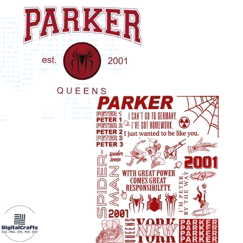 Retro Vintage Spider Man Peter Parker PNG Sublimation Design