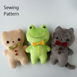 Plush Patterns & Sewing Tutorials (Bear, Frog, Cat)