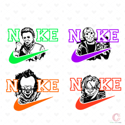 nike halloween characters logo svg, nike logo svg, halloween character svg