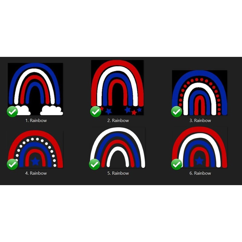Red White & Blue Rainbow SVG Cut File Set of 6 Cute Patriotic Independence Day July 4th America Rainbow PNG Instant Digital DOWNLOAD - 2.jpg