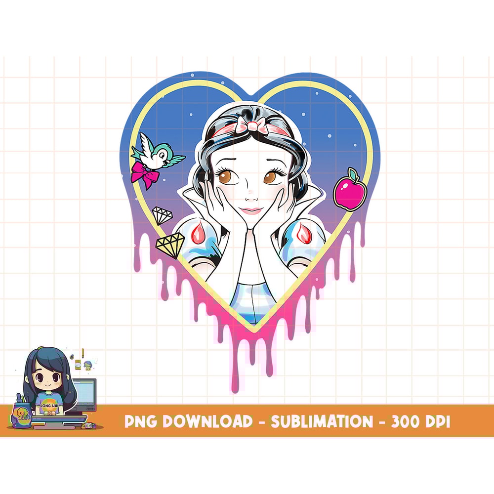 Disney Princess Snow White Pretty Heart Drips png, sublimation, digital print.jpg