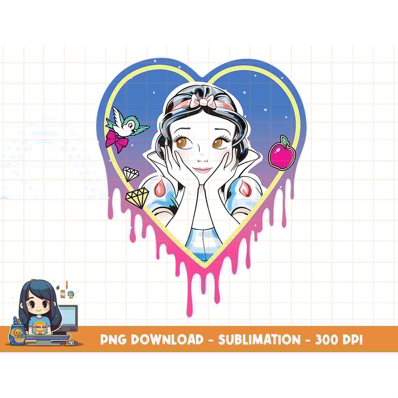 Disney Princess Snow White Pretty Heart Drips png, sublimation, digital print.jpg