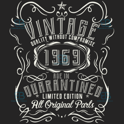 vintage quality without compromise 1969 svg, birthday svg, born in 1969 svg, turning 51 svg, 51th birthday svg, 51th bir