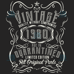 vintage quality without compromise 1980 svg, birthday svg, born in 1980 svg, turning 40 svg, 40th birthday svg, 40th bir