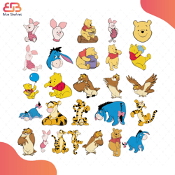 winnie the pooh bundle svg, disney svg, pooh svg, eeyore svg, owl svg, tigger svg, pi