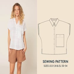 oversized shirt sewing pattern and video tutorial, women's pdf sewing pattern, sizes us 0-24/eu 30-54