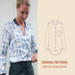 shirt sewing pattern, women's sizes 0-24 / 30-54, blouse dress pdf sewing pattern. instant download
