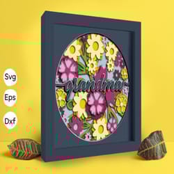 flower grandma papercut light box