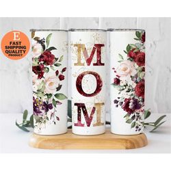 Mom Red Floral Tumbler, Mom's Red Floral Insulated Tumbler, Red Floral Insulated Tumbler for Mom, Floral Tumbler for Mom