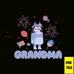 grandma bluey png, blue dog 4th of july png, fourth of july bundle, independence day png, blue family, digital download