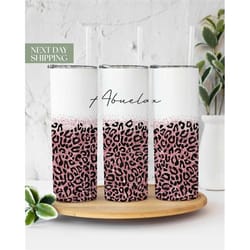 leopard glitter abuela tumbler for abuela mother's day gift - cute birthday gift for abuela - abuela travel, to go cup,