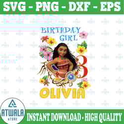 personalized name and ages, moana birthday girl png digital file birthday girl moana family baby girl png moana prince