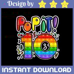 pop it 10th birthday girls and boys png, 10 years old popper, 10th birthday png, happy birthday gift digital png