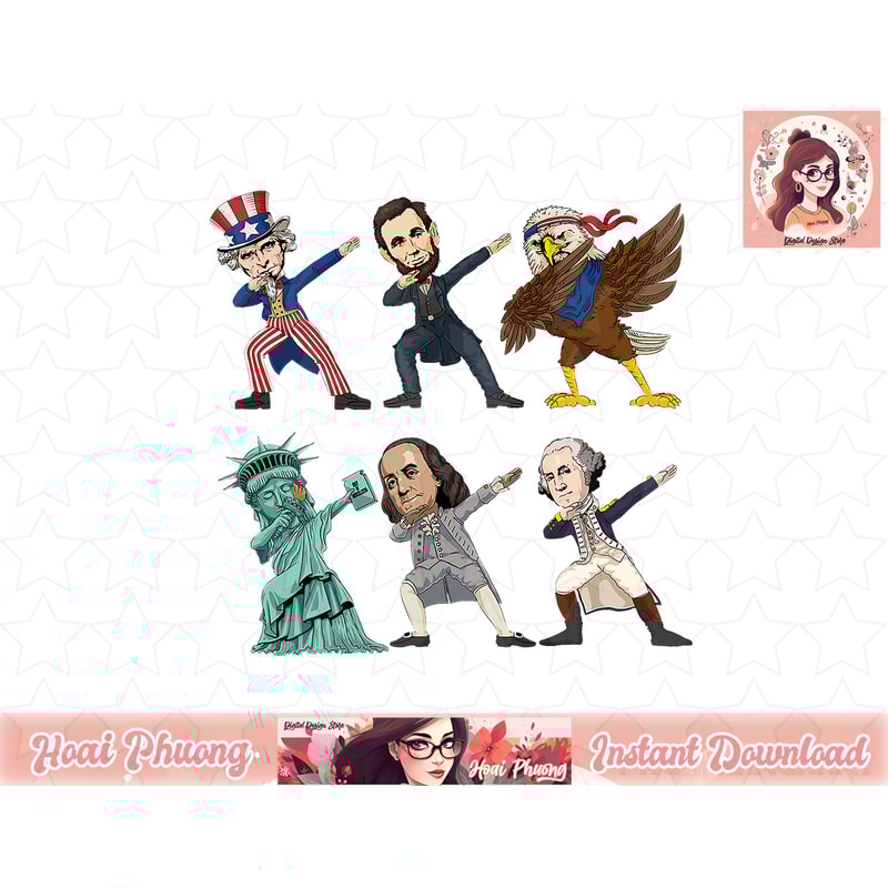 Dabbing Uncle Sam And Friends 4th Of July Boys Girls Kids png, instant download.jpg