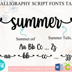 summer font with tails | cursive font calligraphy font script font handwritten font wedding font for cricut word | otf