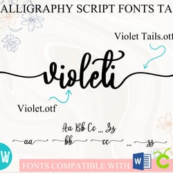 violet font with tails | cursive font calligraphy font script font handwritten font wedding font for cricut word | otf