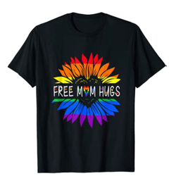 free mom hugs gay pride lgbt daisy rainbow flower hippie t-shirt