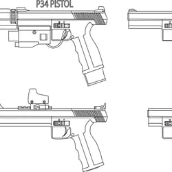 p34 pistol line art vector file black white vector outline or line art file