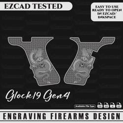 engraving firearms design glock19 gen4 gripper with dragon