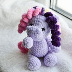 Amigurumi unicorn little plush stuffed toy, magic unicorn to girl gift