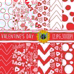 valentine's day seamless pattern, love pattern hand drawn set for scrapbooking and crafting, heart background