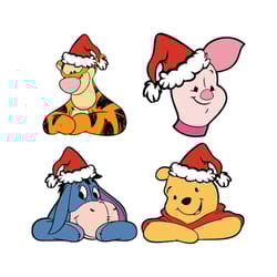 winnie and friends svg, winnie the pooh christmas svg, disney christmas svg, silhouette svg fies