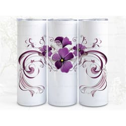 african violet border digital art print, sublimation, straight skinny 20 oz tumbler wrap, fabrics, wall art, pod, instan