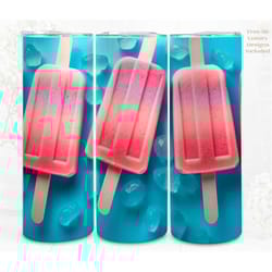 3d tumbler wrap sublimation pastel popcicle, 300dpi straight skinny 20 oz tumbler wrap, 3d design, commercial use